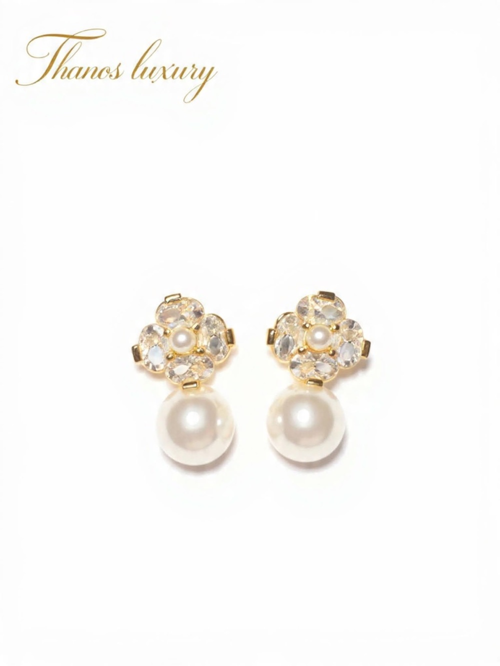 (Gold.PLT)White Pearl floral Earrings - NWOT
